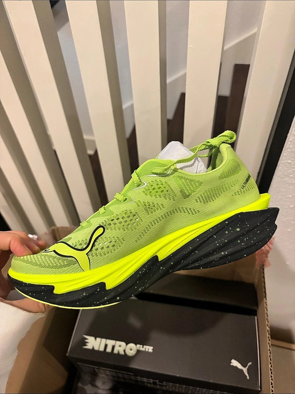 Puma Deviate Nitro Elite 4 Athletic Shoes Green & Black US 8 Like New